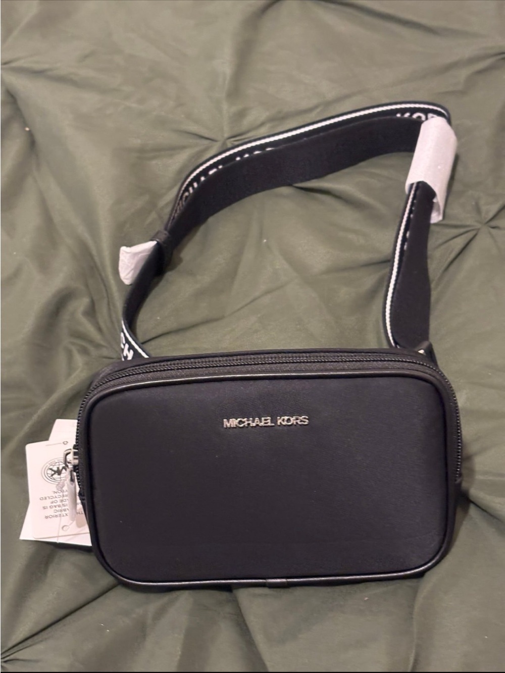 Michael Kors Black Crossbody Belt Bag with Branded Strap